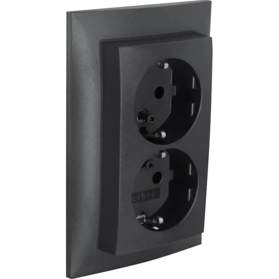 Inbouw Schakelmateriaal|Stopcontacten & Overige Contactdozen > Berker S.1 Dubbel Geaard Stopcontact antraciet