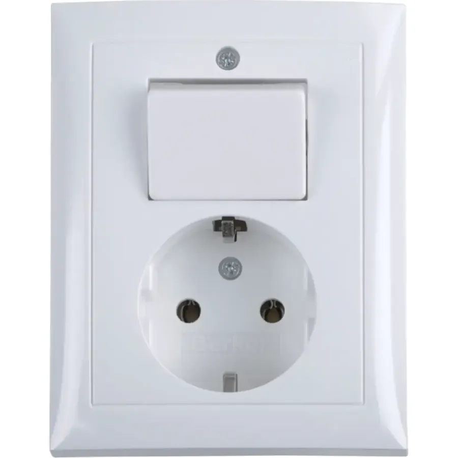 Inbouw Schakelmateriaal|Stopcontacten & Overige Contactdozen > Berker S.1 Geaard Stopcontact met Wisselschakelaar Wit