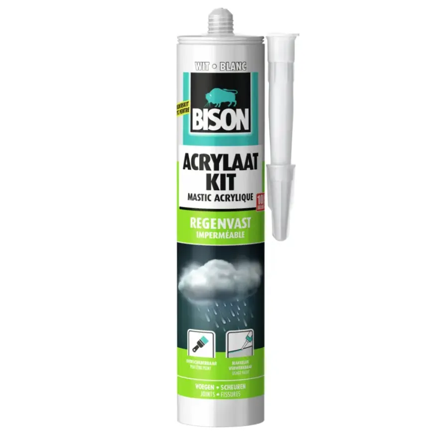 Toebehoren En Benodigdheden > Bison acrylaatkit regenvast koker wit 300 ml