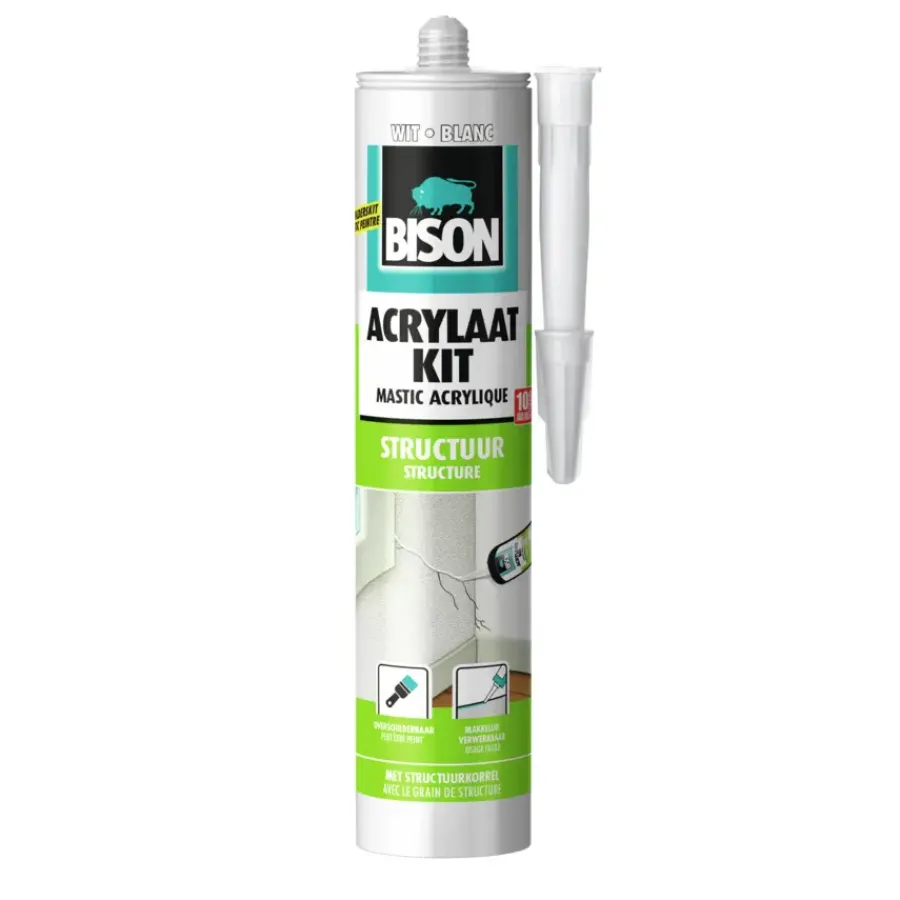 Toebehoren En Benodigdheden > Bison acrylaatkit structuur koker wit 300 ml