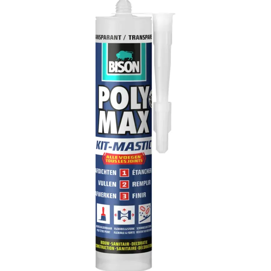 Toebehoren En Benodigdheden > Bison Poly Max afdichtingskit alle voegen transparant 280 ml