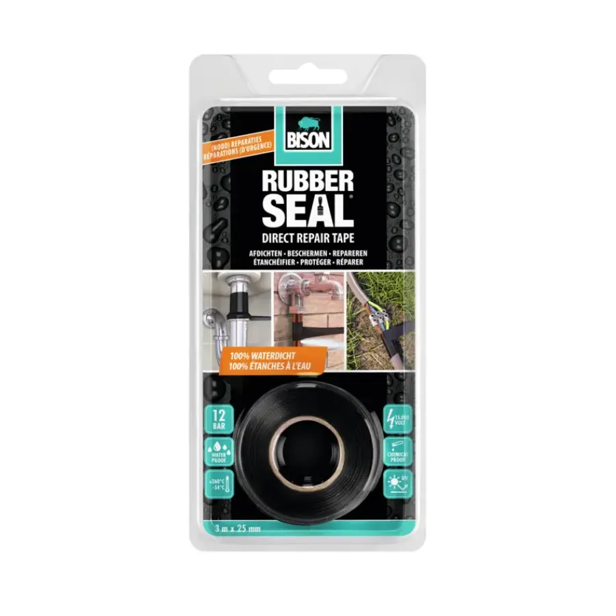 Overige Tape > Bison Rubber Seal Direct Repair zelf-fuserende afdichtingstape 3 m x 25 mm