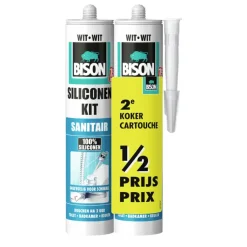 Toebehoren En Benodigdheden > Bison siliconenkit sanitair wit duo verpakking koker 310 ml