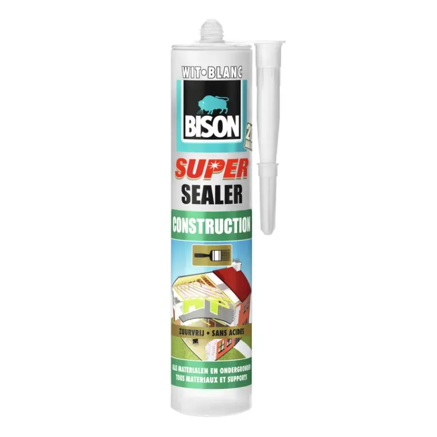 Toebehoren En Benodigdheden > Bison super sealer construction wit koker 290 ml