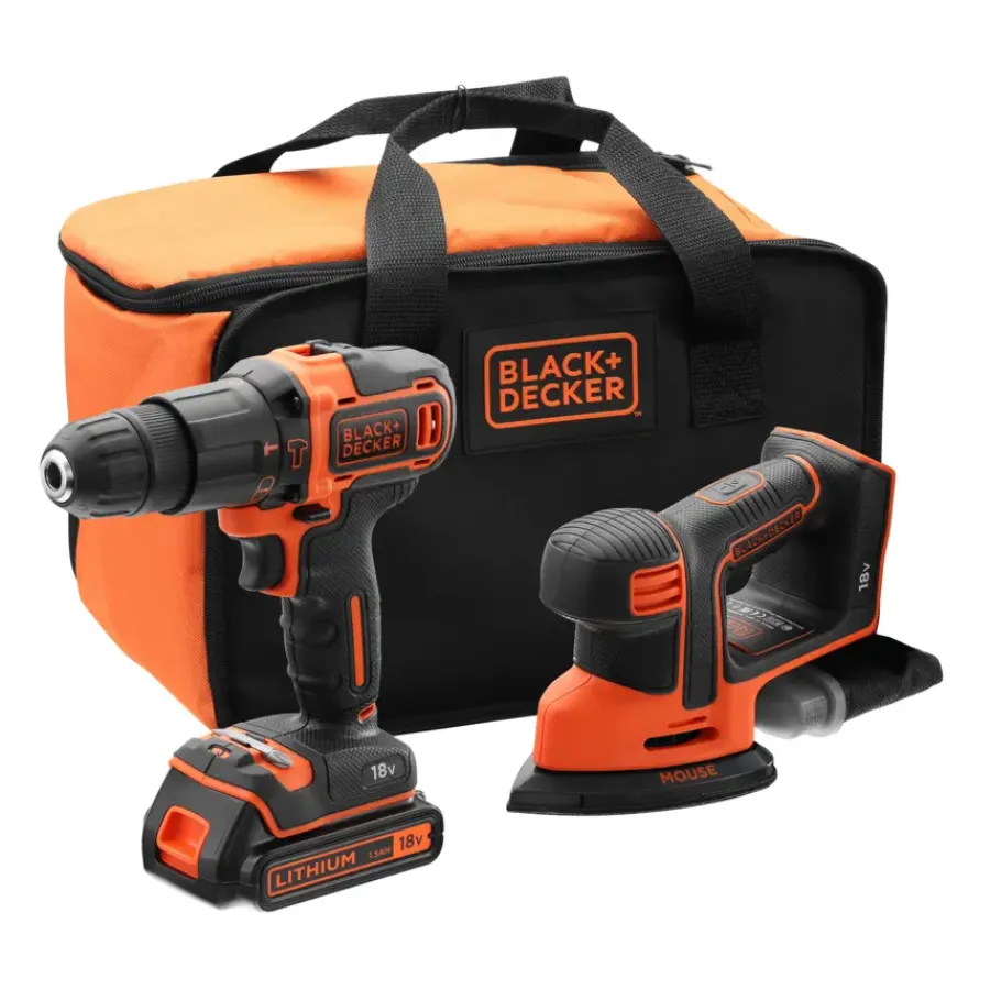 Accuboormachines|Boormachines > BLACK+DECKER accuklopboormachine BCK23S1S-QW + gratis Mouse detailschuurmachine 18 volt