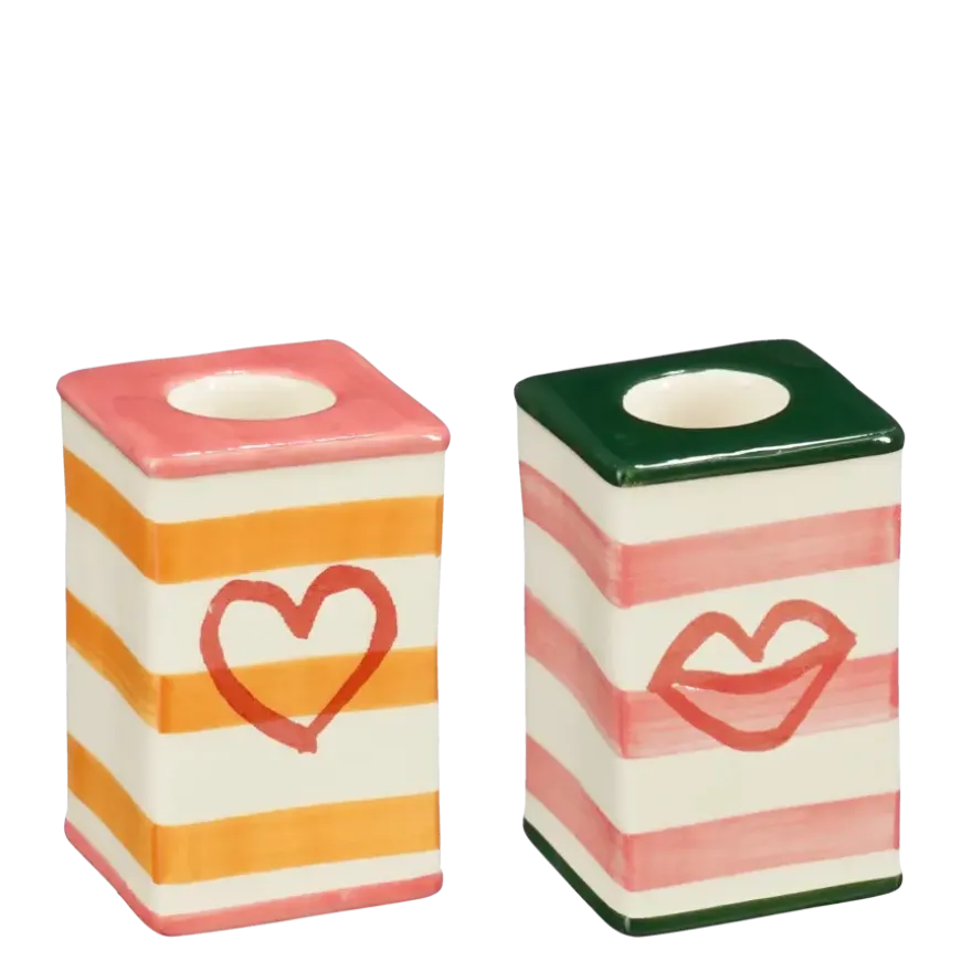 Bliss kandelaar roze oranje - l5xb5xh8cm