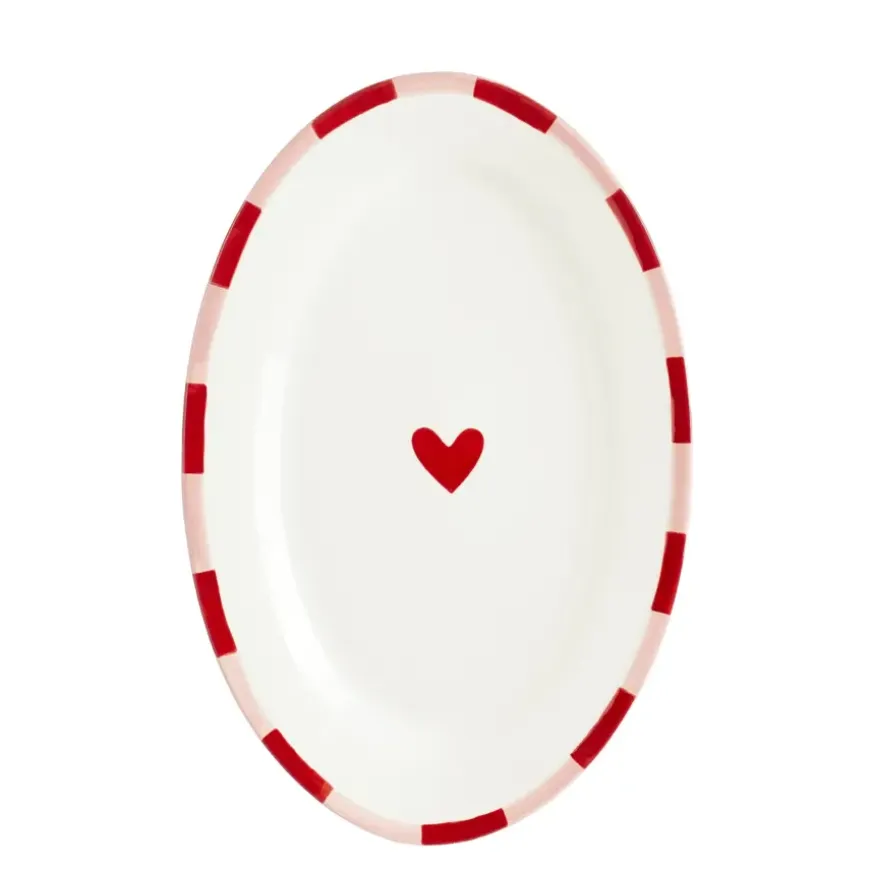 Bord ovaal rood - l41,5xb27,5xh3cm
