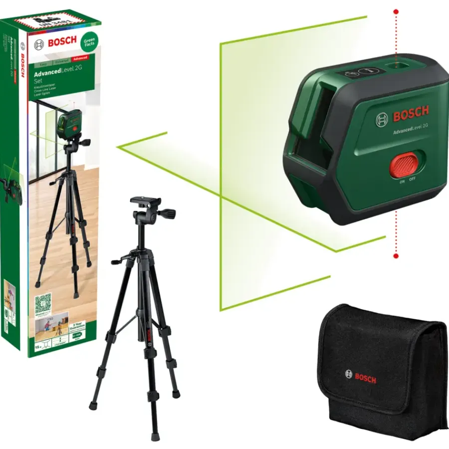 Kruislijnlasers|Waterpassen > Bosch kruislijnlaser AdvancedLevel 2G - Set