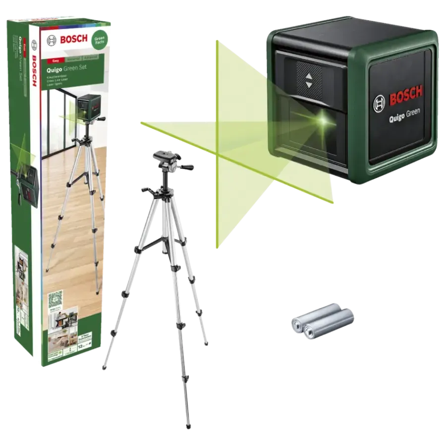 Kruislijnlasers|Waterpassen > Bosch kruislijnlaser Quigo Green incl. statief
