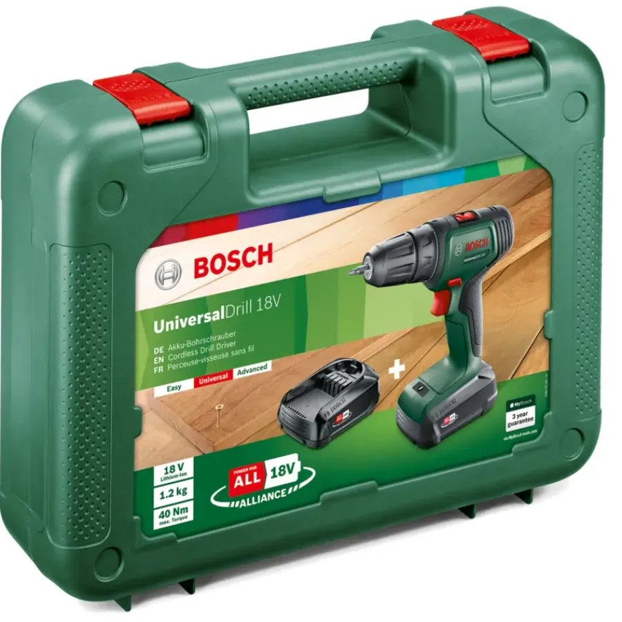Accuboormachines|Boormachines > Bosch 18V accuboormachine UniversalDrill (incl. 2 accu's 1.5Ah + lader)