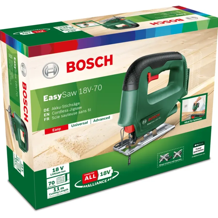 Accu Decoupeerzaag|Zaagmachines & -tafels > Bosch 18V decoupeerzaag EasySaw 70mm (zonder accu)