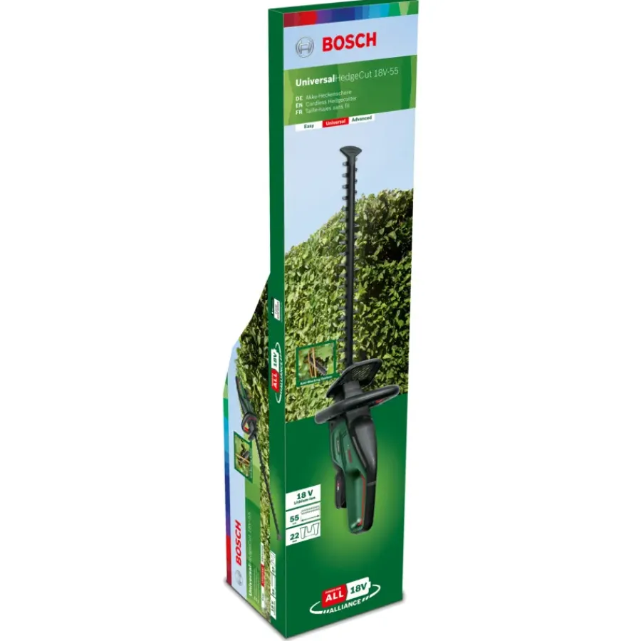 Heggenscharen > Bosch 18V heggenschaar Universalhedgecut 55cm (Incl. 1.5Ah accu + lader)
