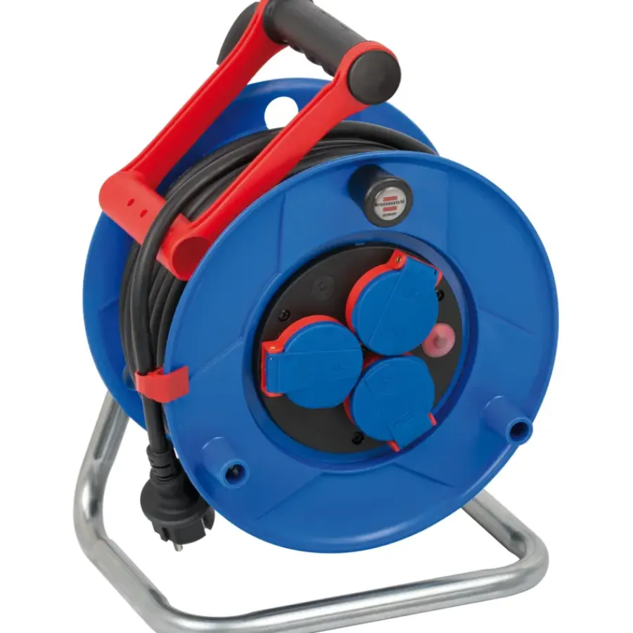 Kabelboxen & Haspels > Brennenstuhl kabelhaspel IP44 3-voudig, 25 Meter blauw