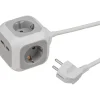 Stekkerdozen > Brennenstuhl Stekkerblok 4-voudig + 2 USB Grijs 1,4 Meter