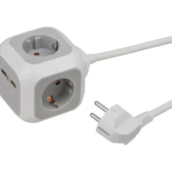 Stekkerdozen > Brennenstuhl Stekkerblok 4-voudig + 2 USB Grijs 1,4 Meter