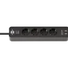 Stekkerdozen > Brennenstuhl stekkerdoos 4-voudig met 2 USB-aansluitingen en schakelaar zwart 1,5 meter
