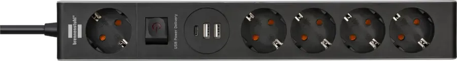 Stekkerdozen > Brennenstuhl stekkerdoos 5-voudig met 2 USB-A en 1 USB-C poort
