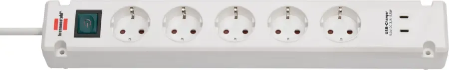 Stekkerdozen > Brennenstuhl Stekkerdoos 5-voudig + 2 USB-C 3 Meter Wit