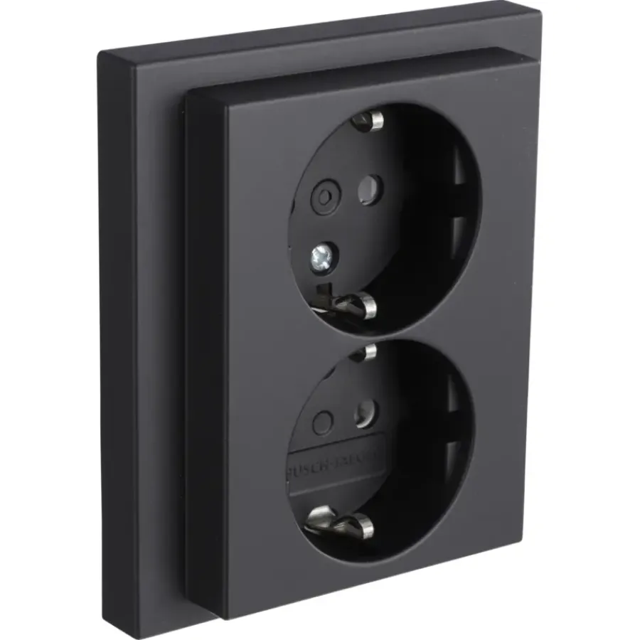 Inbouw Schakelmateriaal|Stopcontacten & Overige Contactdozen > Busch-Jaeger Future Linear dubbel geaard stopcontact zwart