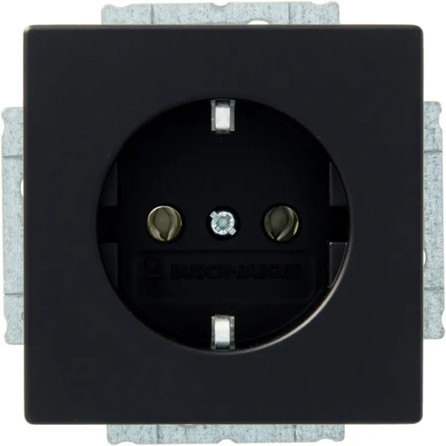 Inbouw Schakelmateriaal|Stopcontacten & Overige Contactdozen > Busch-Jaeger Future Linear Enkel Geaard Stopcontact Zwart