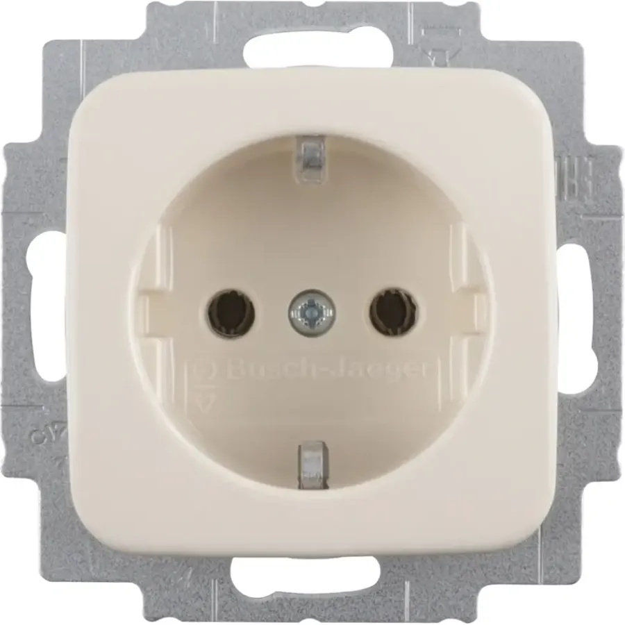 Inbouw Schakelmateriaal|Stopcontacten & Overige Contactdozen > Busch-Jaeger Reflex SI Enkel Geaard Stopcontact Crème