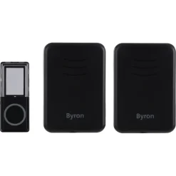 Intercoms & Deurbellen|Elektronische Beveiliging > Byron DBY-22354 Draadloze deurbel Complete set 150m Zwart
