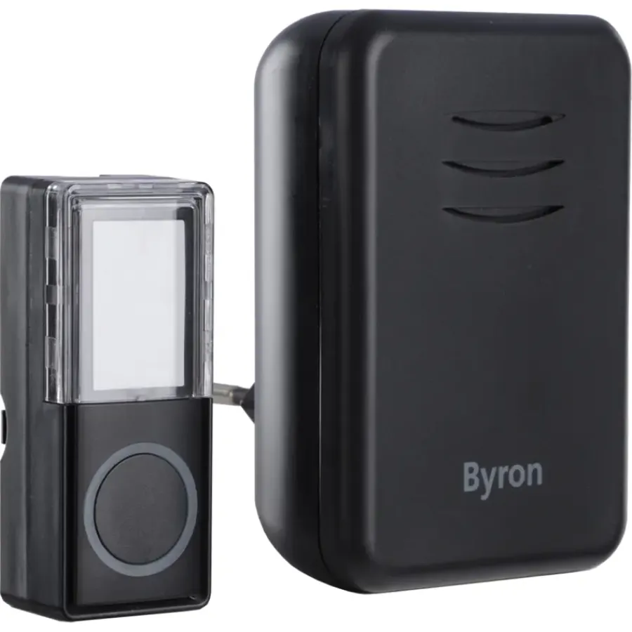 Intercoms & Deurbellen|Elektronische Beveiliging > Byron DBY-22352 Draadloze deurbelset plugin 150m Zwart