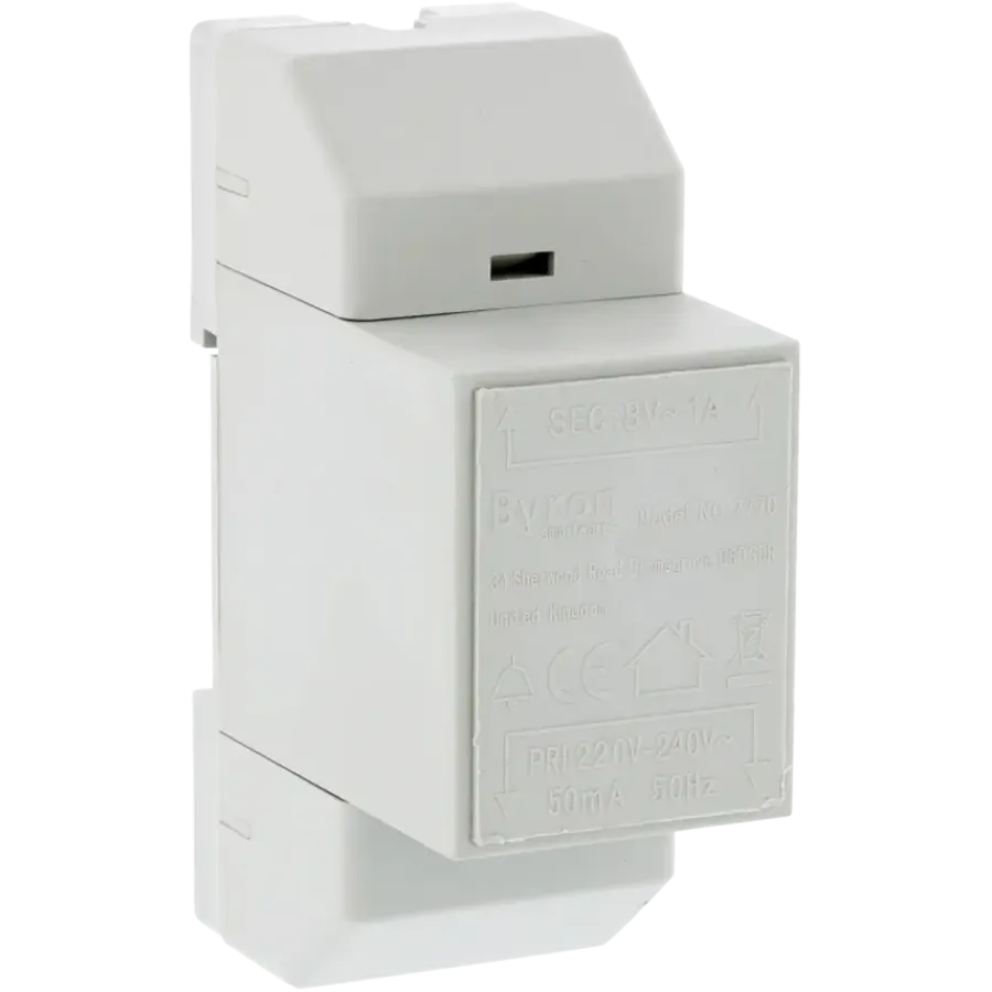 Intercoms & Deurbellen|Elektronische Beveiliging > Byron Transformator 7770 8 Volt 1Amp