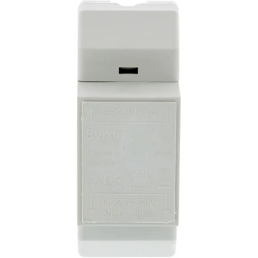 Intercoms & Deurbellen|Elektronische Beveiliging > Byron Transformator 7770 8 Volt 1Amp
