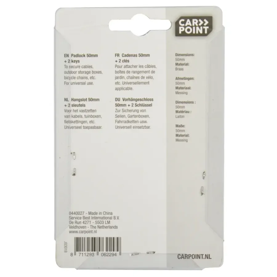 Aanhanger Accessoires > Carpoint hangslot 50mm
