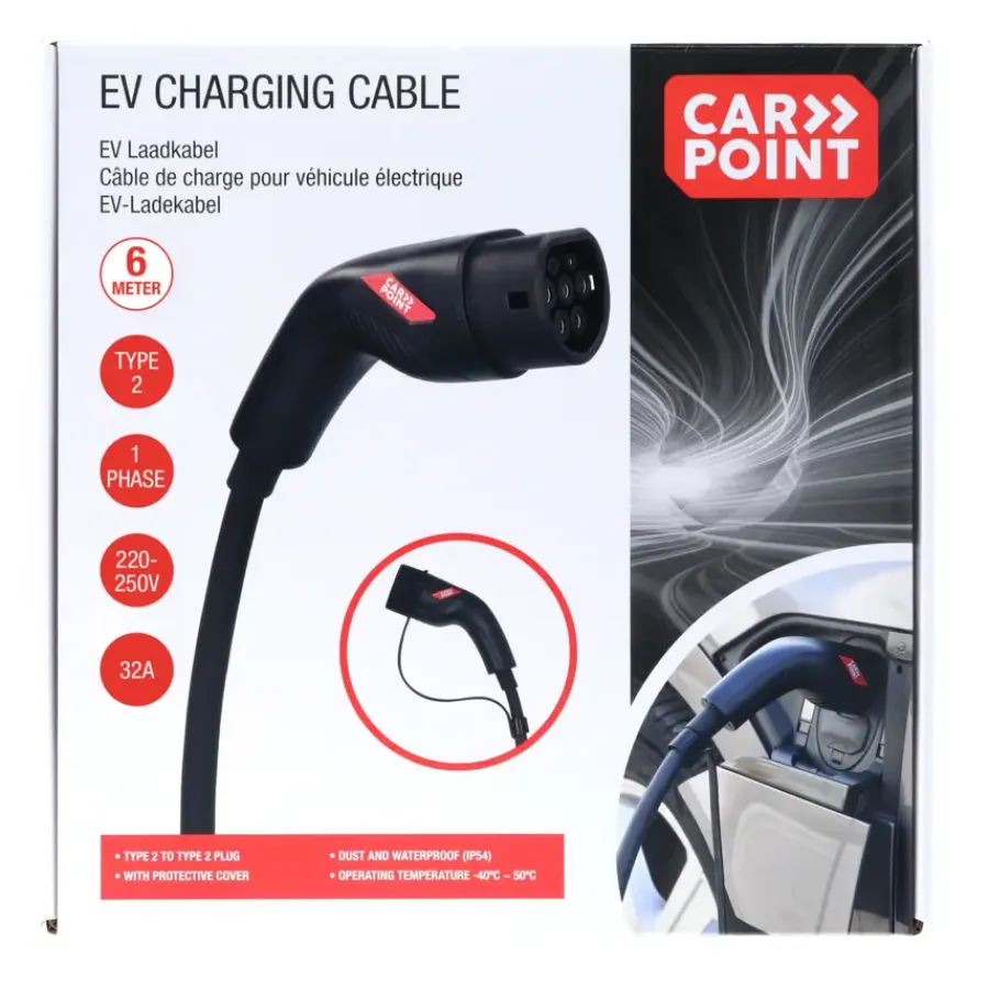 Verlengsnoeren > Carpoint laadkabel elektrische auto type 2 - 2 32a 1ph 6 meter
