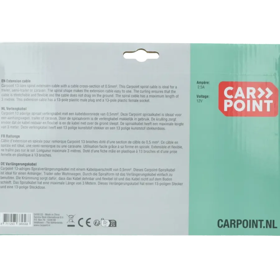 Verlengsnoeren > Carpoint spiraal trailer verlengkabel 13p - 13p stekker/stekkerdoos