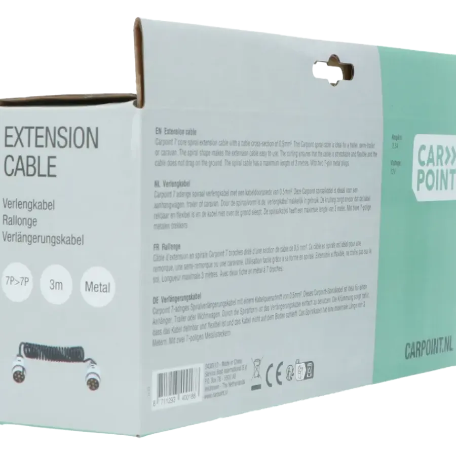 Verlengsnoeren > Carpoint Verlengkabel voor aanhanger 7P 12V Min 65cm, Max 270cm ø1,2cm