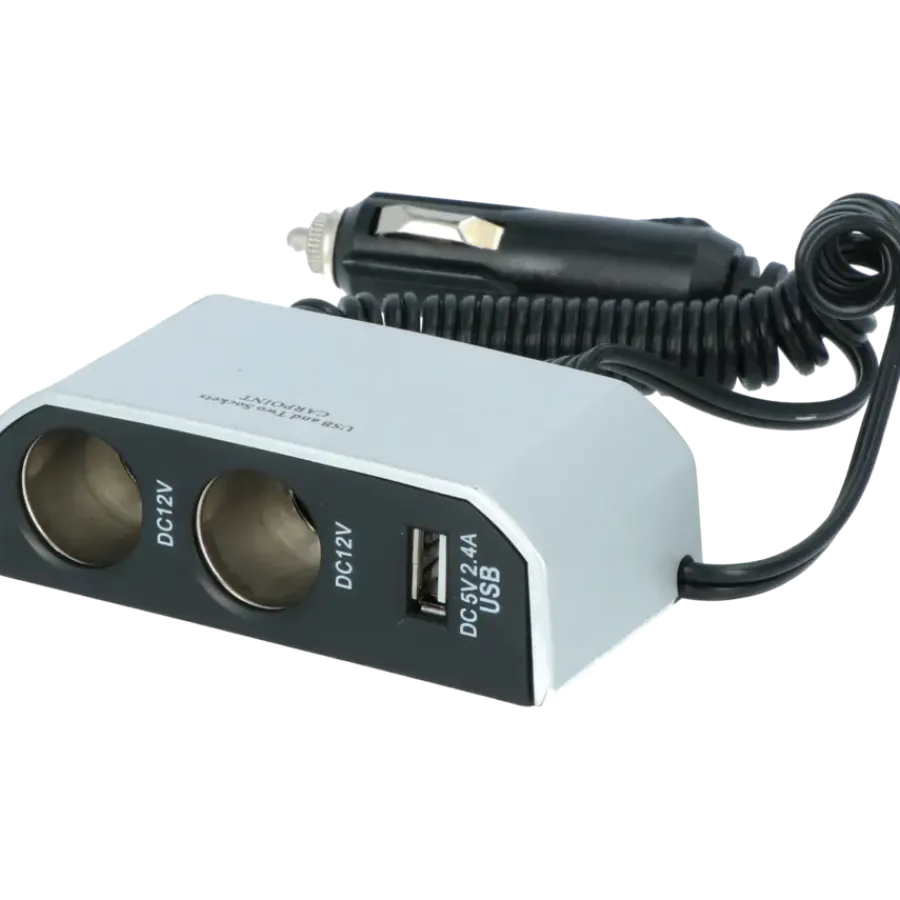 Interieuraccessoires > Carpoint 2-weg 12V stekkerdoos 2x12V en 1X USB