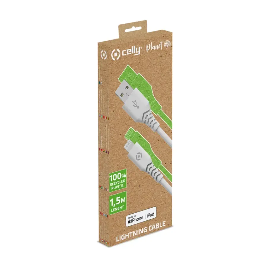 Computeraccessoires > Celly Planet USB-A lightning kabel wit 1,5 meter