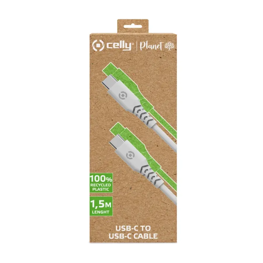 Computeraccessoires > Celly Planet USB-C > USB-C kabel wit 1,5 meter