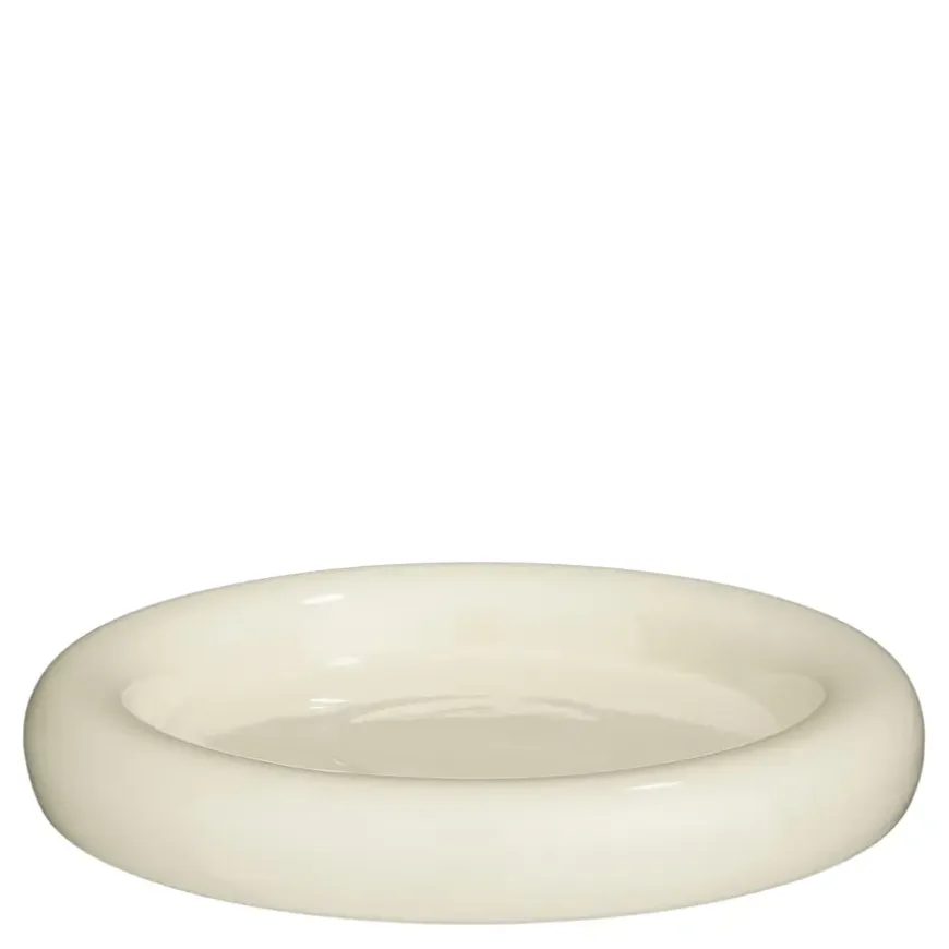 Decoratie bord off white - h4,5xd28cm