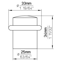 Deurstoppers|Deur Accessoires > Siro Deurstopper Ton mat nikkel 33 mm