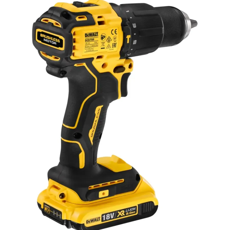 Accuboormachines|Boormachines > DeWALT 18V XR klopboormachine brushless DCD709D2T-QW incl. 2 accu's 1.5Ah + lader