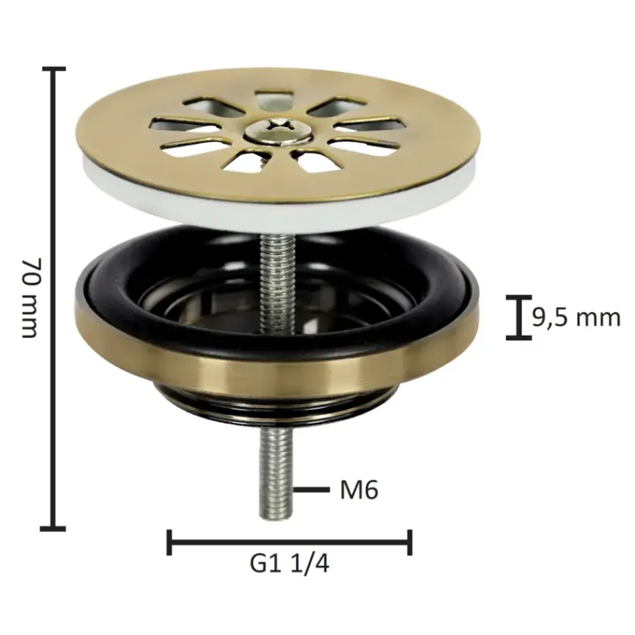 Afvoerbuizen & Hulpstukken > Differnz fonteinafvoerplug mat goud