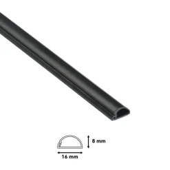 Kabelgoten > D-Line kabelgoot halfrond zwart 16/8 mm 2 meter