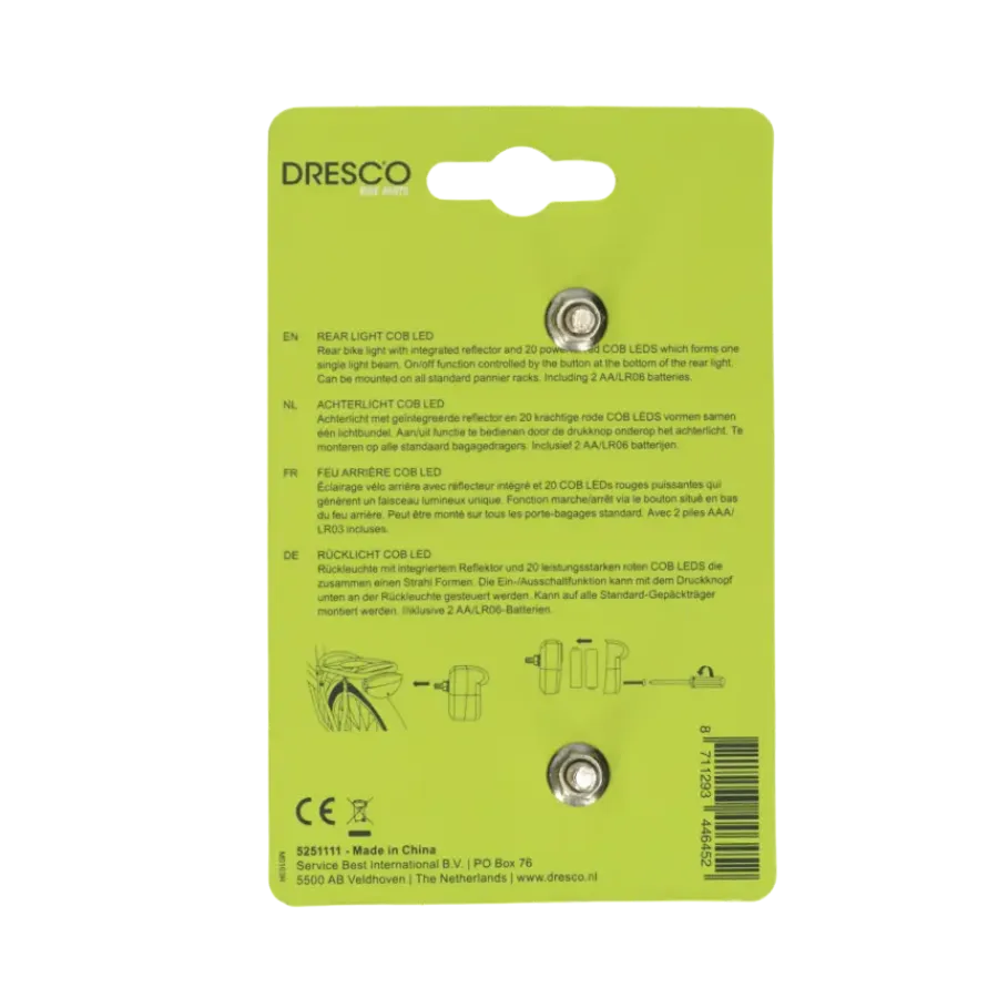 Fietsverlichting > Dresco achterlicht reflector COB LED