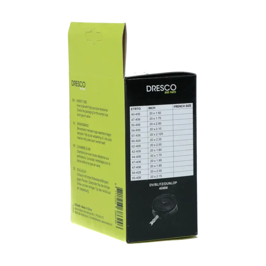 Fietsbanden > Dresco binnenband 20 x 1.50-2.50 (40/62-406) dunlop 40mm