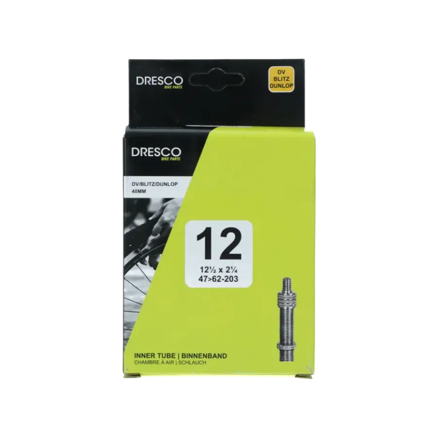 Fietsbanden > Dresco binnenband 12 x1 1/2 x 2 1/4 (47/62-203) dunlop 40mm