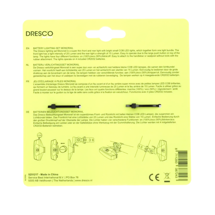 Fietsverlichting > Dresco Monorail verlichtingsset