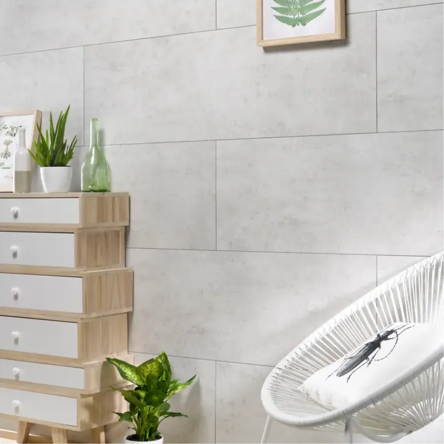PVC Wandtegels & Panelen|Wandpanelen > Dumaplast Dumawall+ wandtegel kunststof Light cement 1,95m² 37,5x65cm 8 stuks