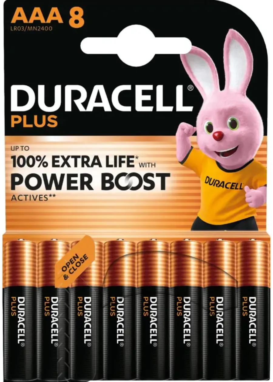 Batterijen > Duracell Batterij AAA Alkaline Plus Power Boost 8 stuks