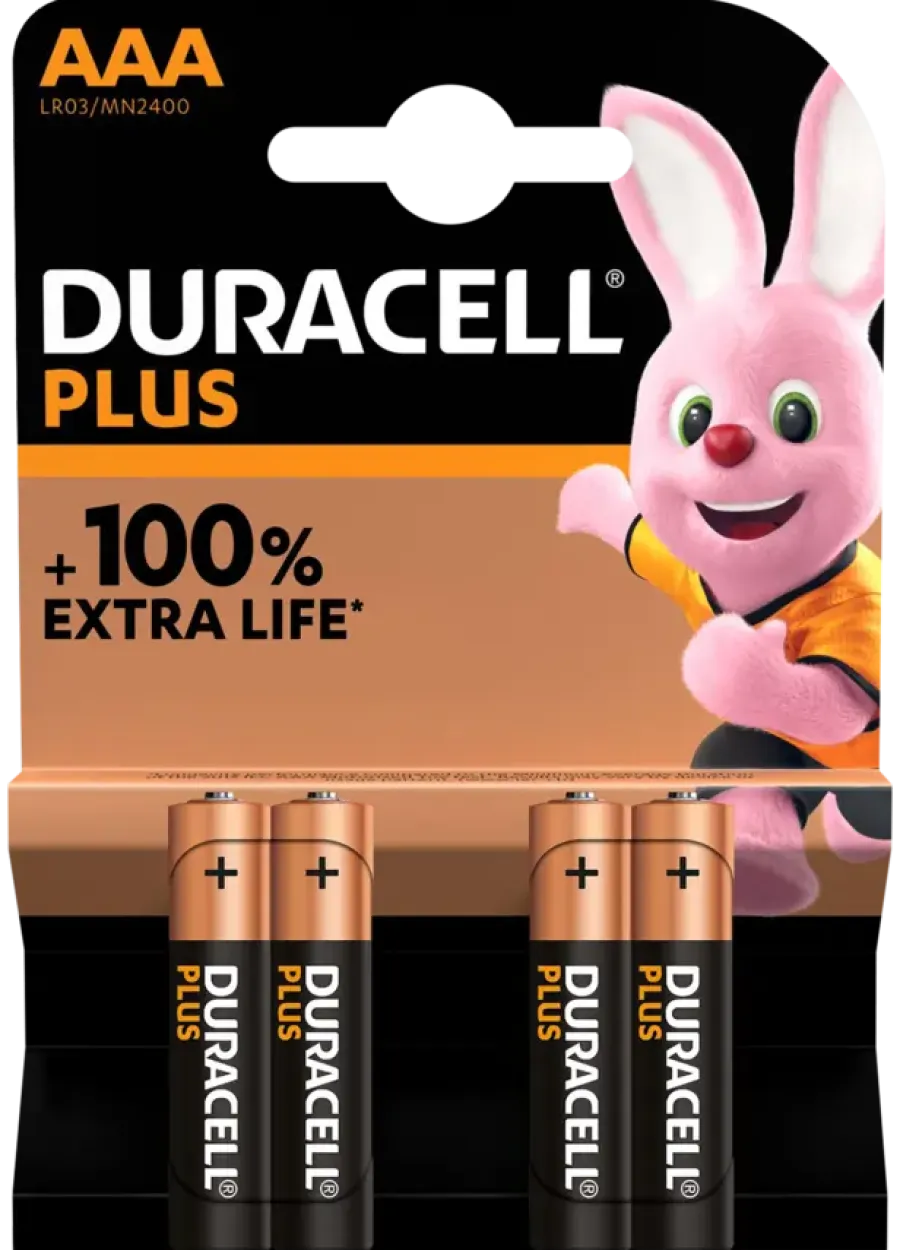 Batterijen > Duracell Batterij AAA Alkaline Plus 4 stuks