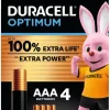 Batterijen > Duracell Batterij AAA Alkaline Optimum 4 stuks