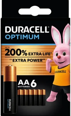 Batterijen > Duracell Batterij AA Alkaline Optimum 6 stuks